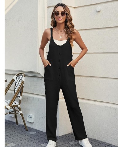 Women's Overalls Casual Jumpsuits Loose Fit Rompers One Piece Jumpers With Pockets Black $14.40 Jumpsuits