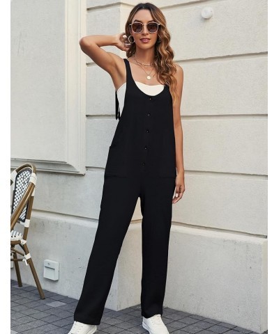 Women's Overalls Casual Jumpsuits Loose Fit Rompers One Piece Jumpers With Pockets Black $14.40 Jumpsuits