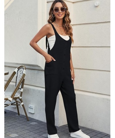 Women's Overalls Casual Jumpsuits Loose Fit Rompers One Piece Jumpers With Pockets Black $14.40 Jumpsuits