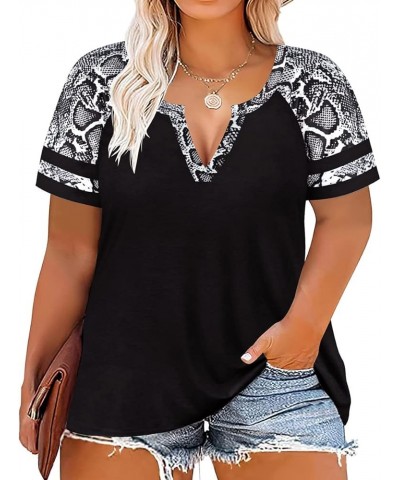 Plus Size T Shirt for Women Short Sleeve Shirts Pocket Tunic Round Neck Tops Raglan Summer Blouse XL-5XL 14-28 9_ F070_ V Nec...