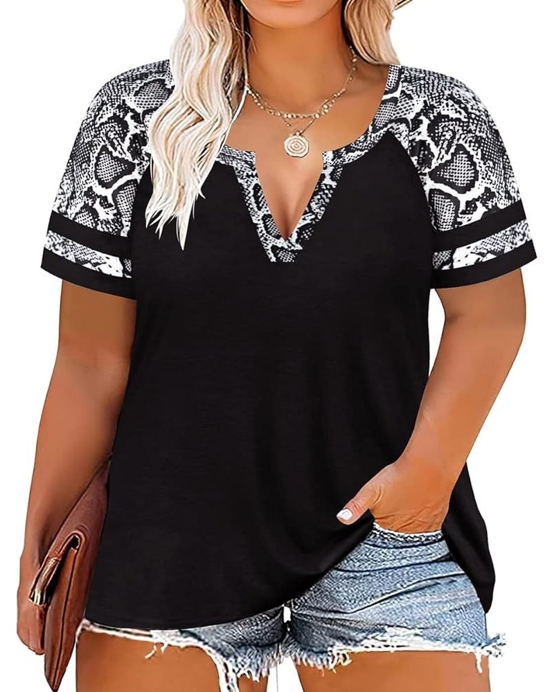 Plus Size T Shirt for Women Short Sleeve Shirts Pocket Tunic Round Neck Tops Raglan Summer Blouse XL-5XL 14-28 9_ F070_ V Nec...