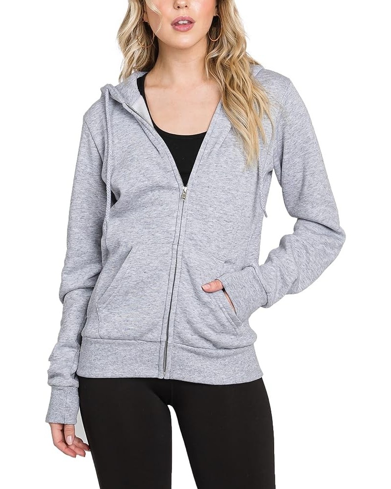 Womens Fashion Fleece Drawstring Zip Up Hoodies with Kangaroo Pockets Grey $16.80 Hoodies & Sweatshirts