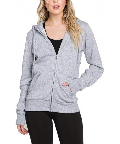 Womens Fashion Fleece Drawstring Zip Up Hoodies with Kangaroo Pockets Grey $16.80 Hoodies & Sweatshirts