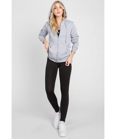 Womens Fashion Fleece Drawstring Zip Up Hoodies with Kangaroo Pockets Grey $16.80 Hoodies & Sweatshirts