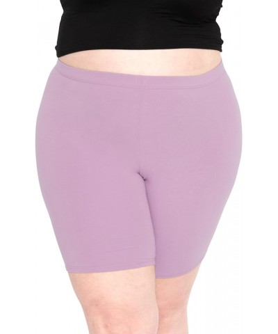 Women's Plus Size Cotton Biker Shorts | Cotton | X-Large - 7X Orchid Purple $11.28 Activewear