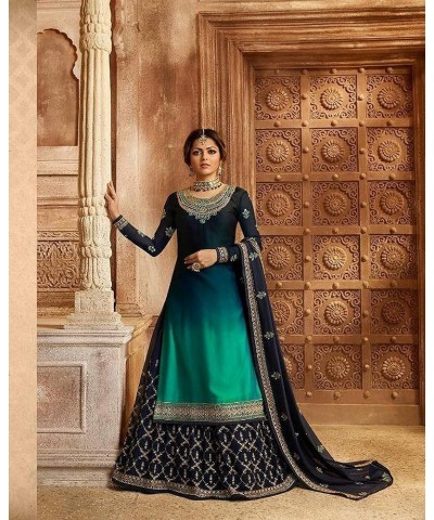 New Indian/Pakistani Eid Special Party/Ethnic wear Georgette Straight Ghaghra Style Salwar Kameez Suit for Womens 9936 Sky Bl...