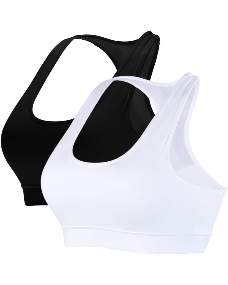 Sports Bras for Women Padded Racerback Bra Fitness Activewear Workout Tank Tops White 1 , Black 1 $10.79 Lingerie