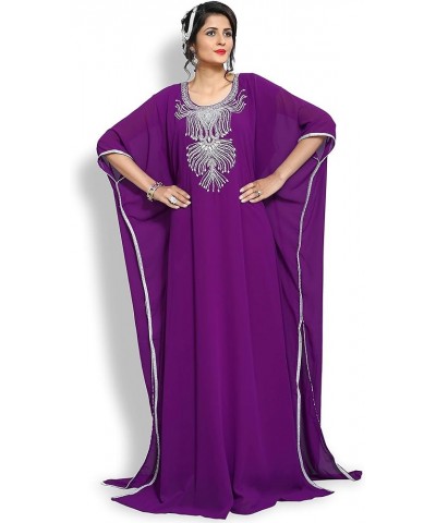 Women wear Dubai Kaftan Farasha Caftan Long Maxi Party Dress Top - Free Size Magenta Violet $18.00 Dresses