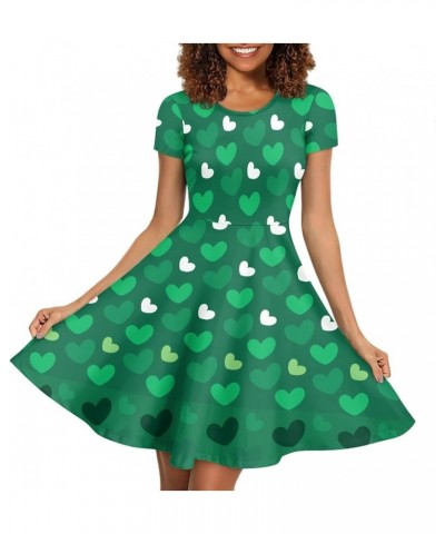 Women Casual Dress Short Sleeved A-Line Midi Dresses Favor Gift Green Valentine's Day $18.45 Dresses