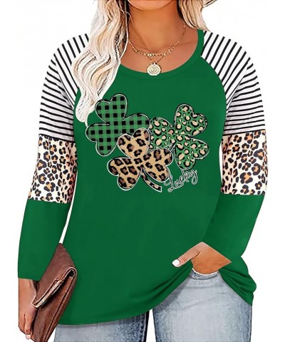 Women Plus Size St. Patrick's Day Shirt Lucky Shamrock Tees Green Heart Tshirt Irish Clover Tops Green2 $12.99 Tops