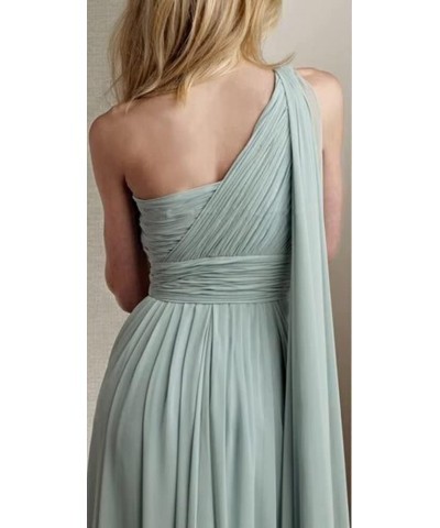 Women's One Shoulder Bridesmaid Dresses for Wedding Slit Pleated Chiffon Formal Evening Gowns with Pockets. Dusty Blue $30.79...