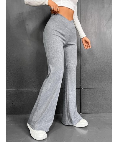 Women's Crossover Flare Leggings High Waisted Bell Bottom Long Pants Grey $13.02 Leggings