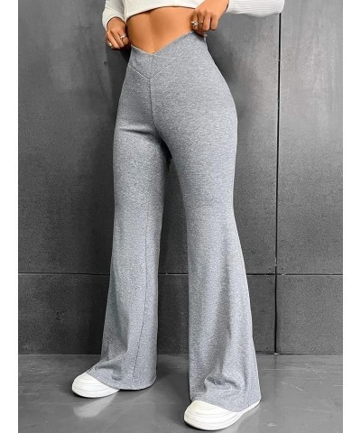 Women's Crossover Flare Leggings High Waisted Bell Bottom Long Pants Grey $13.02 Leggings