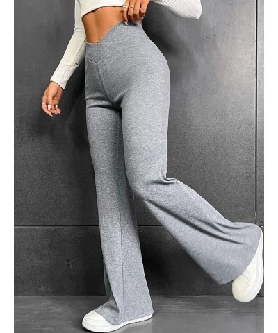 Women's Crossover Flare Leggings High Waisted Bell Bottom Long Pants Grey $13.02 Leggings