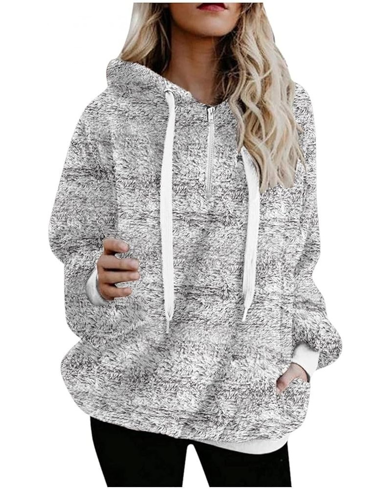 Womens Oversized Sherpa Hoodies Fuzzy Fleece Hooded Sweatshirt Winter Cozy Warm Pullover Fluffy Outwear with Pockets A2_gray ...