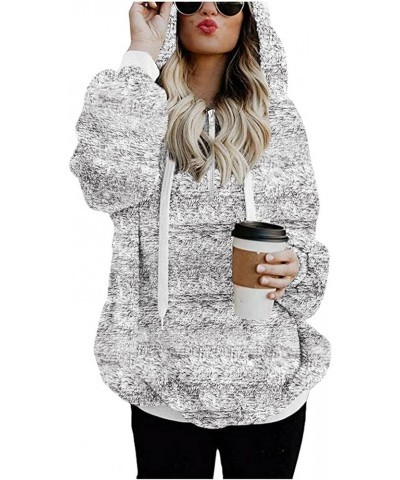 Womens Oversized Sherpa Hoodies Fuzzy Fleece Hooded Sweatshirt Winter Cozy Warm Pullover Fluffy Outwear with Pockets A2_gray ...