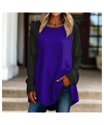 Womens Long Sleeve Tops Spring Fashion Trends Going Out Shirts Casual Graphic Tees Trendy Ladies Crewneck Blouses 2-light Pur...