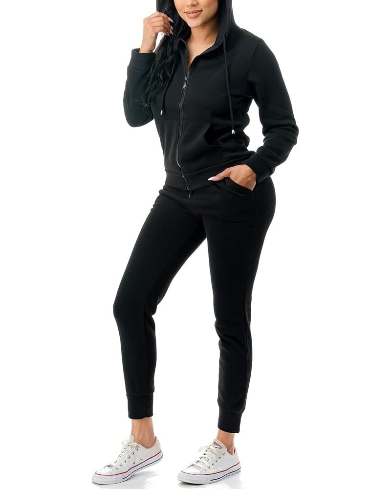 Women's Tracksuit Set 2 Piece Warm Fleece Lined Track Suits Outfits - Full Zip Hoodie Jogger Sweat Suits Black $12.73 Activewear