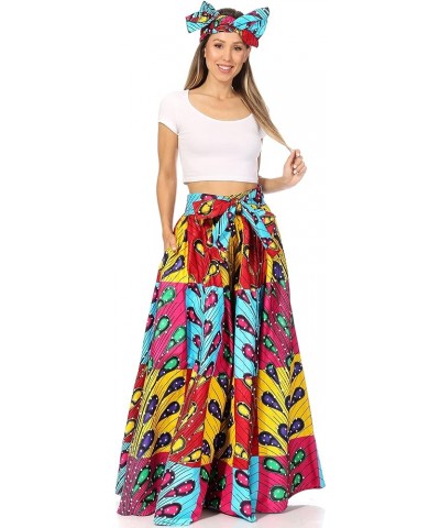 Asma Second Convertible Traditional Wax Print Adjustable Strap Maxi Skirt 211-yellow $30.00 Skirts