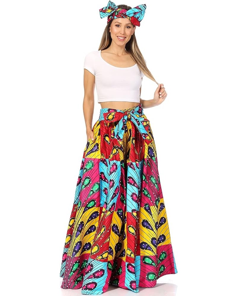 Asma Second Convertible Traditional Wax Print Adjustable Strap Maxi Skirt 211-yellow $30.00 Skirts