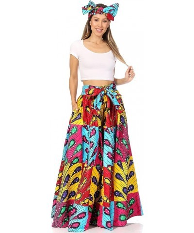 Asma Second Convertible Traditional Wax Print Adjustable Strap Maxi Skirt 211-yellow $30.00 Skirts