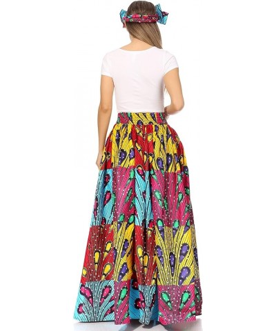 Asma Second Convertible Traditional Wax Print Adjustable Strap Maxi Skirt 211-yellow $30.00 Skirts