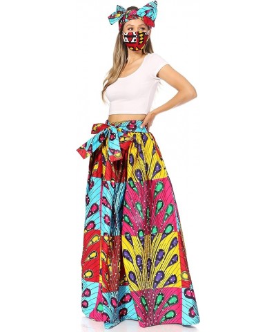 Asma Second Convertible Traditional Wax Print Adjustable Strap Maxi Skirt 211-yellow $30.00 Skirts