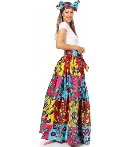 Asma Second Convertible Traditional Wax Print Adjustable Strap Maxi Skirt 211-yellow $30.00 Skirts