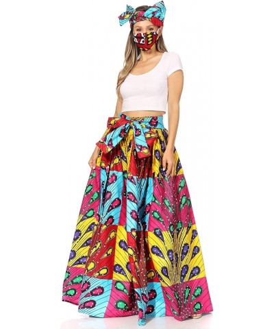 Asma Second Convertible Traditional Wax Print Adjustable Strap Maxi Skirt 211-yellow $30.00 Skirts