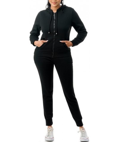 Women's Tracksuit Set 2 Piece Warm Fleece Lined Track Suits Outfits - Full Zip Hoodie Jogger Sweat Suits Black $12.73 Activewear