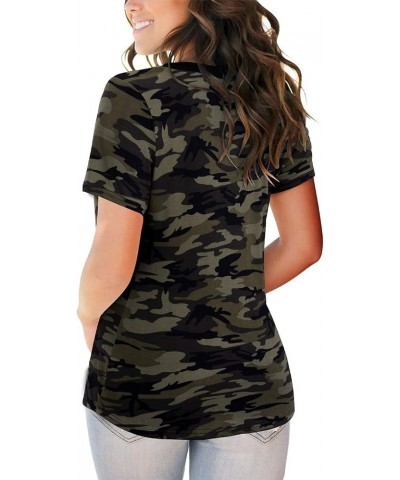 Women's V Neck Long Sleeve Shirts Button Down Tunic Blouses Fall Basic Tops Tee 2023 A1-camo01-284 $12.09 Tops