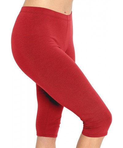 Women's and Plus Size Knee-Length and Ankle Length Leggings | X-Small- 7X Adult Knee Length Red $11.04 Leggings