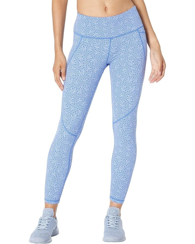 Power 7/8 Workout Leggings Blue Embroidery Print $38.79 Leggings