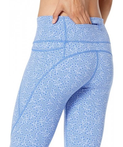 Power 7/8 Workout Leggings Blue Embroidery Print $38.79 Leggings