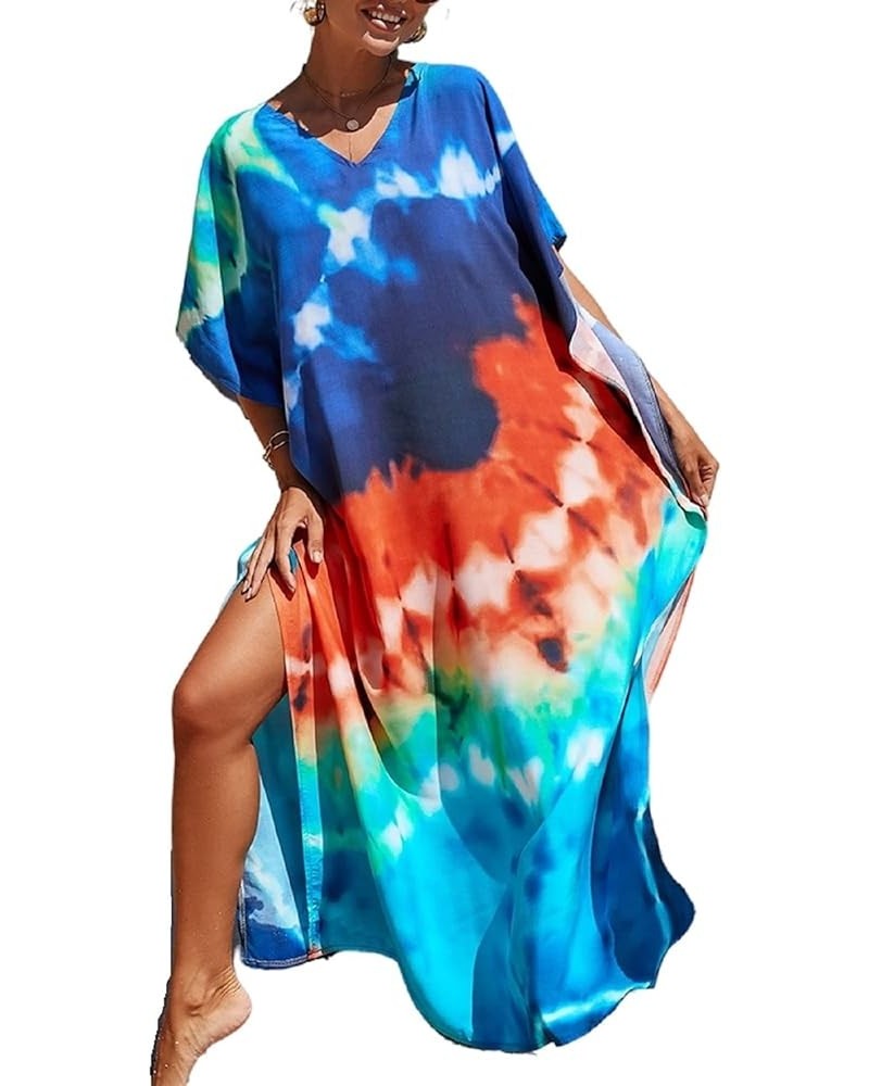 Womens Robe Skirt Long Dress Bikini Cover Up Beach Swimear Coverups Colours Printing Robes Blue Orange Matching 22 $10.25 Swi...