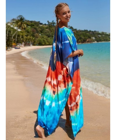 Womens Robe Skirt Long Dress Bikini Cover Up Beach Swimear Coverups Colours Printing Robes Blue Orange Matching 22 $10.25 Swi...