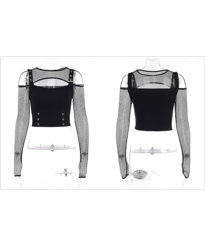 Goth Crop Top for Teen Girls Aesthetic Emo Shirts Casual Tops for Women Long Sleeve Punk Black 21 $12.90 T-Shirts