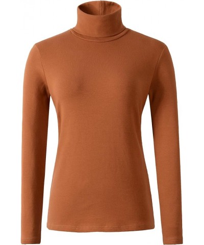 Women's Soft Cotton Turtleneck Top Basic Pullover Sweater Caramel $10.50 Underwear