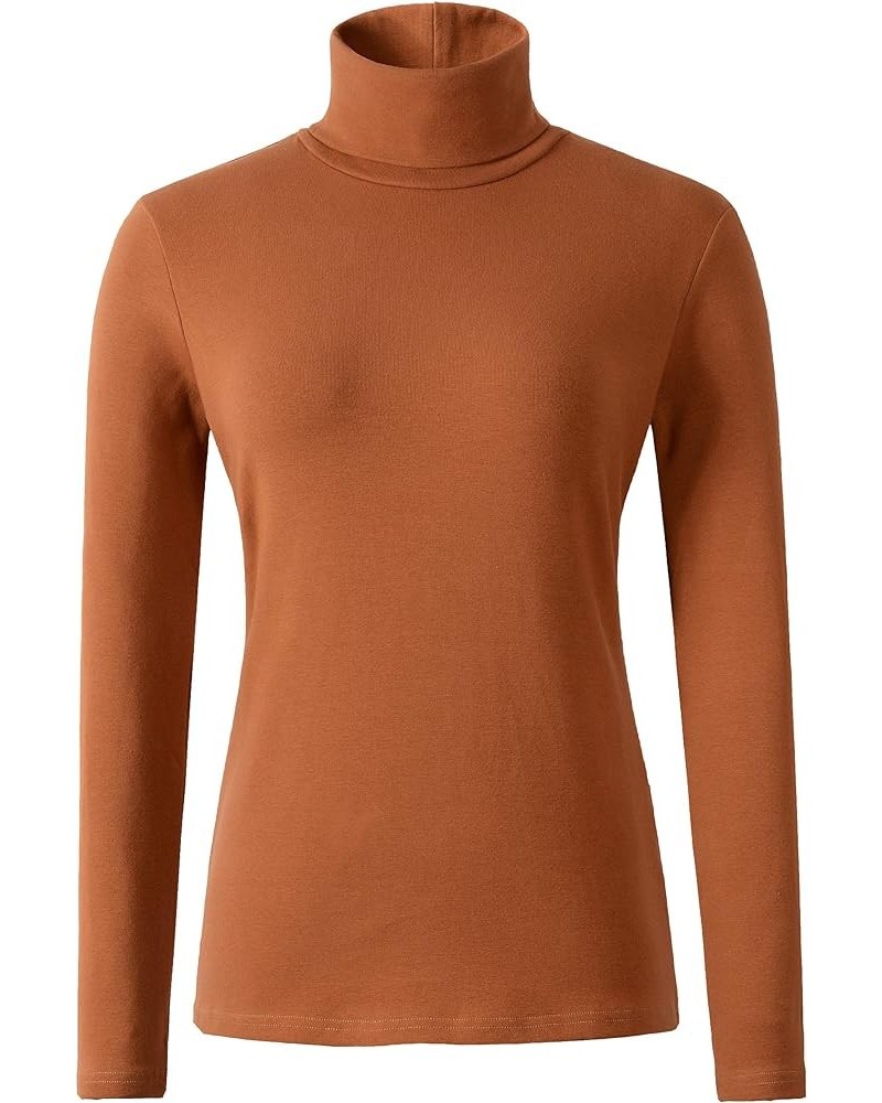 Women's Soft Cotton Turtleneck Top Basic Pullover Sweater Caramel $10.50 Underwear