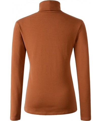 Women's Soft Cotton Turtleneck Top Basic Pullover Sweater Caramel $10.50 Underwear