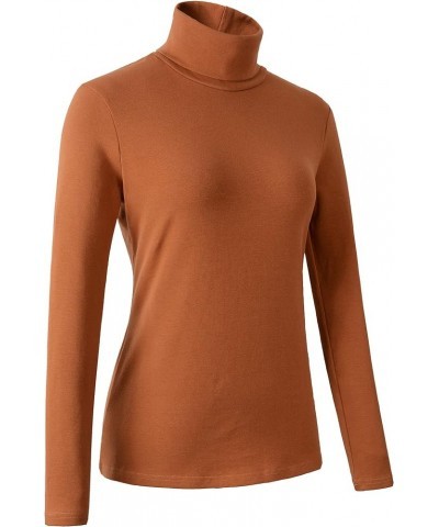 Women's Soft Cotton Turtleneck Top Basic Pullover Sweater Caramel $10.50 Underwear