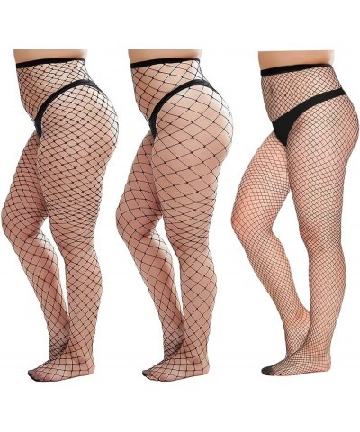 Womem's Sexy Black Fishnet Tights Plus Size Net Pantyhose Stockings B- 3 Black Tights- Large/Medium/Small Net $8.54 Hosiery