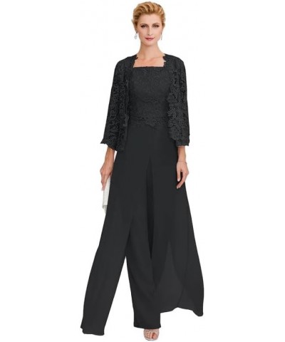 Grandmother of The Bride Dresses Pantsuits 3Pcs Outfit Jumpsuit Mother of The Groom Dresses Long Formal Evening Gowns Black $...