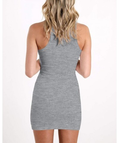 Women's Summer Tank Dresses Ribbed Racerback Sleeveless Bodycon Mini Cocktail Dress Grey $15.92 Dresses