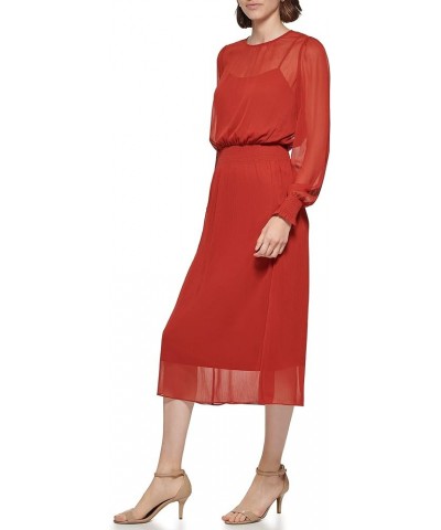 Women's Sintched Waist Midi Dress Cinnamon $22.18 Dresses