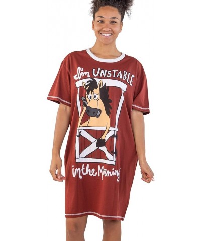 Nightshirts for Women, Animal Designs Maroon Unstable in the Morning Horse Nightshirt $16.95 Sleep & Lounge