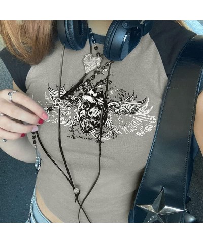 Women's Unique Designed T Shirt Harajuku Cute Egirl Crop Tops (Short Sleeve/Long Sleeve) Y2k Print $11.85 Tanks