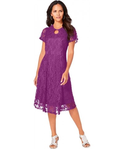 Women's Plus Size Keyhole Lace Dress Purple Magenta $51.94 Dresses