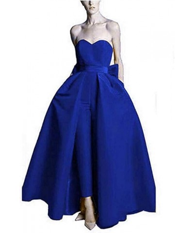 Women's Strapless Party Jumpsuits with Detachable Skirt Royal Blue $48.95 Others