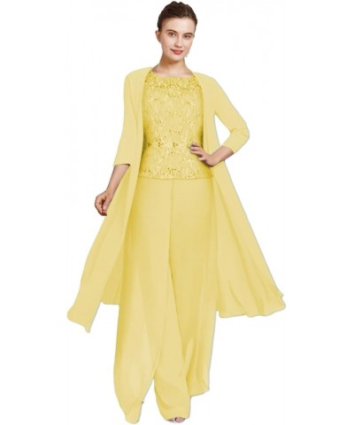 Mother of The Bride Pantsuits Jumpsuits with Jacket Chiffon Wedding Guest Dresses for Women Formal Evening Gowns Long Gold $4...